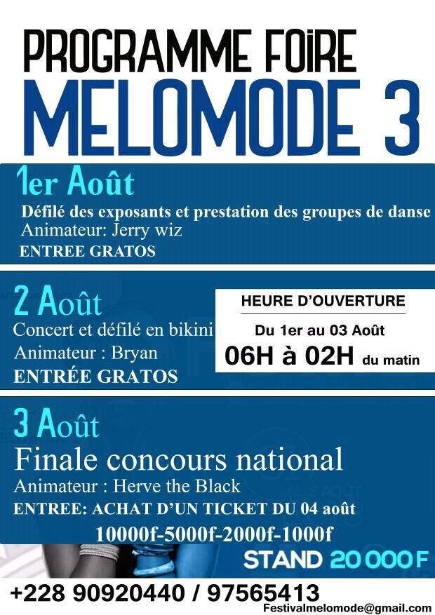 MELOMODE 3ème EDITION, PROGRAMME DE LA FOIRE