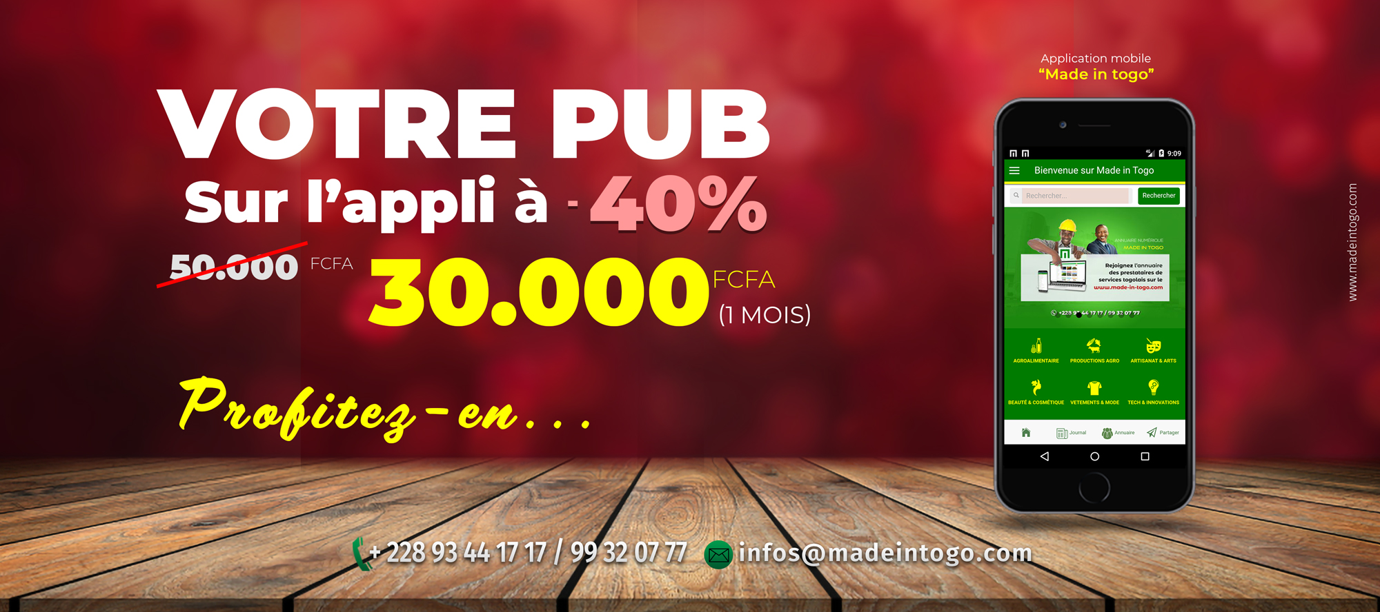 PROMOTION St VALENTIN POUR TOUTE PUBLICITE SUR L'APPLICATION MADE IN TOGO